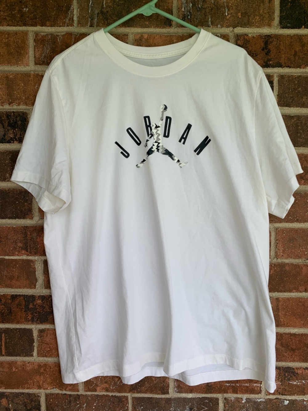 Jordan White Short-Sleeve T-Shirt with Black Camo Jumpman